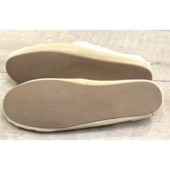 NWT TALBOTS BEIGE SUEDE VELVET BOW RUBY MOCCASINS SLIPPERS SHOES SZ 10 - Picture 2 of 2